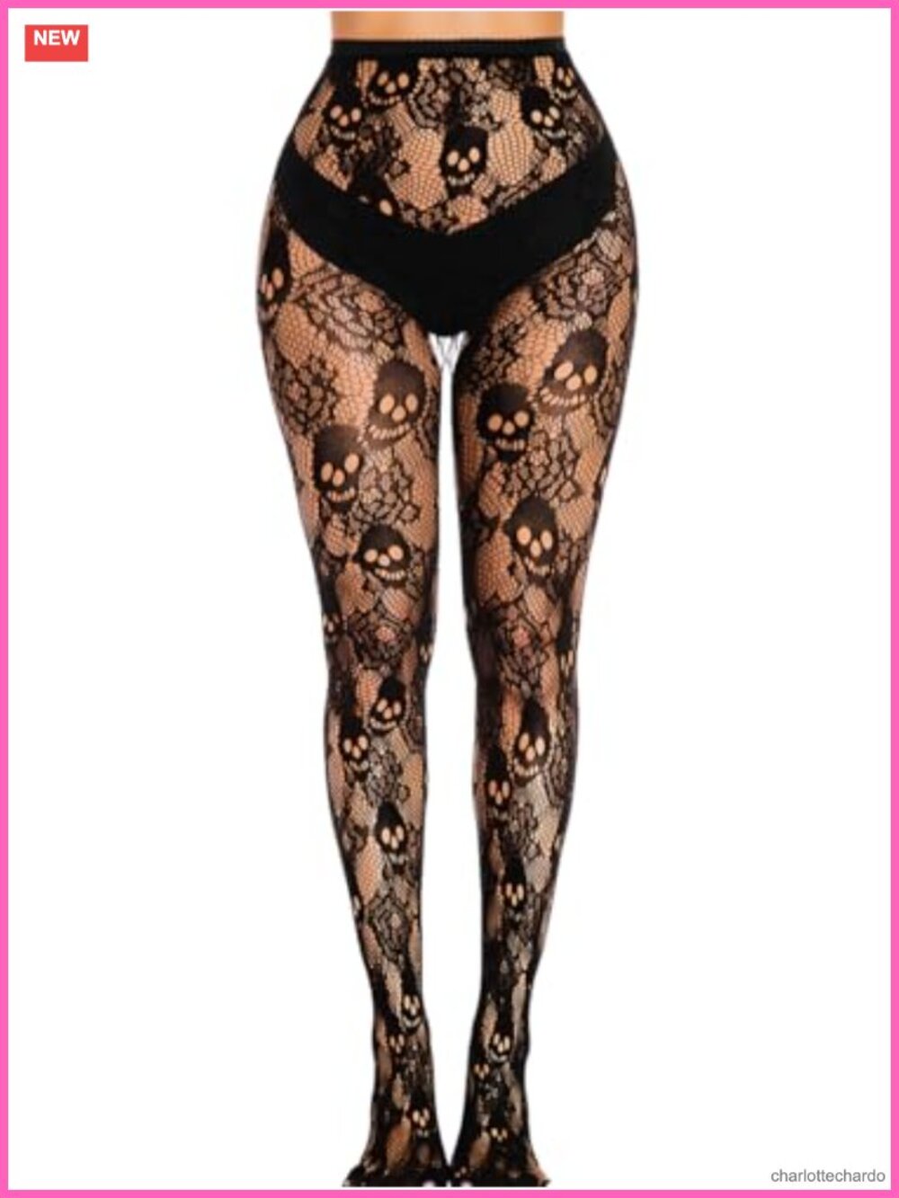 Goth Fashion Sexy Sheer Skull Fishnet Tights High Waisted Halloween Costume